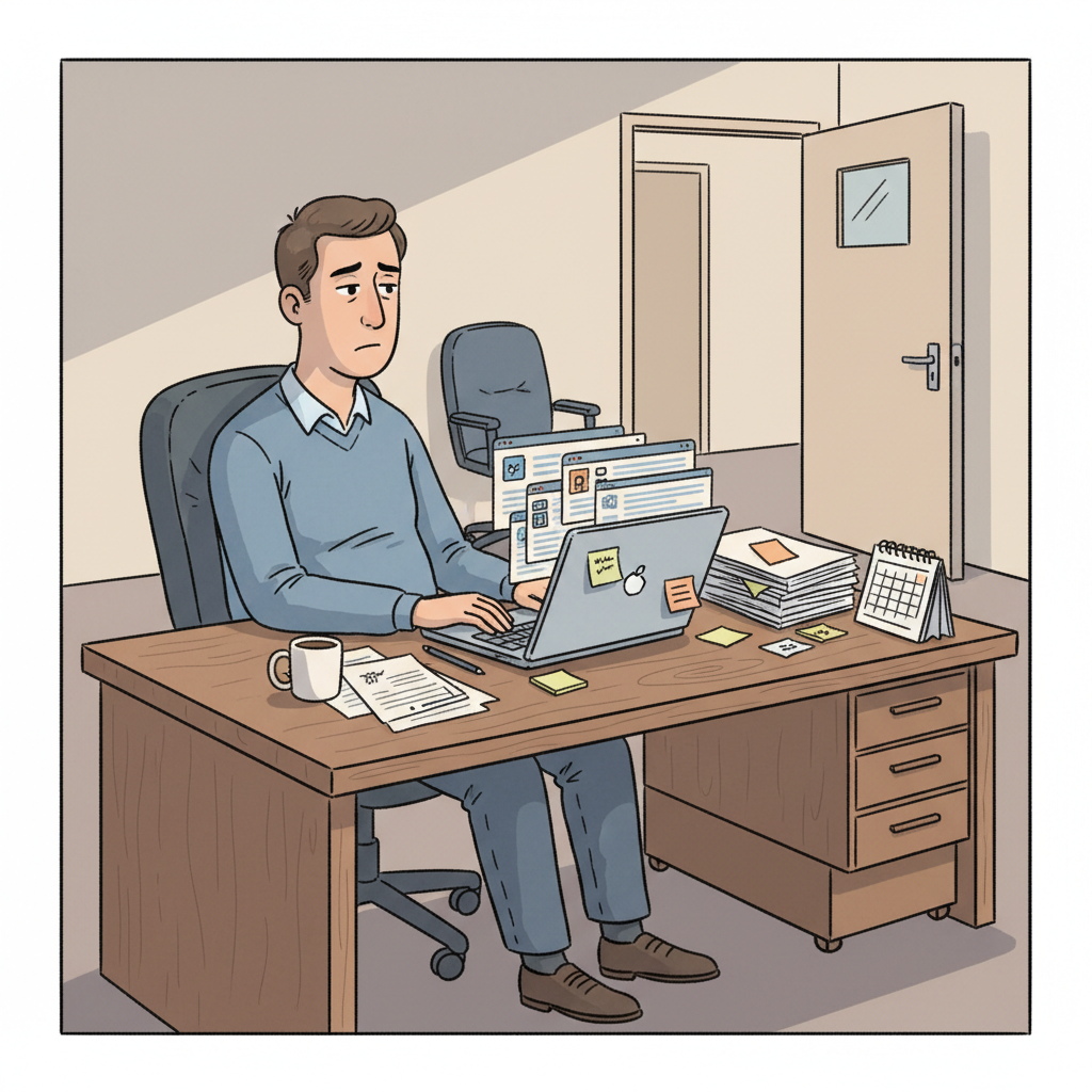 I can create an illustration based on your detailed guidelines.

To create the image of "What Breaks When Your Marketing Ops Manager Leaves?", I wi...