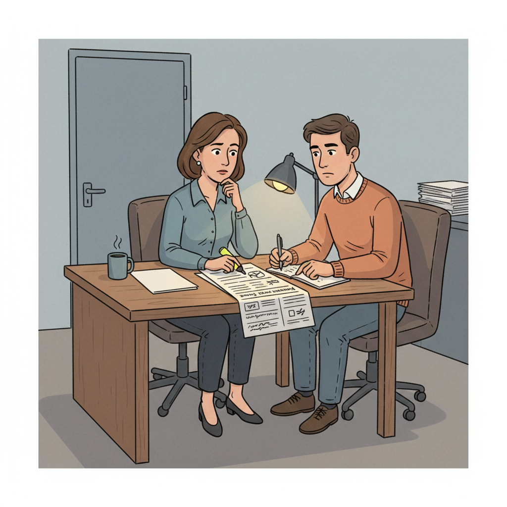 Here's an illustration based on your description, adhering to the specified 1980s hand-drawn cartoon style and emotional constraints:
