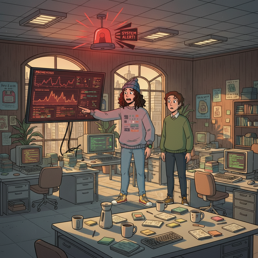 An SRE is overwhelmed by an incident, highlighting the risks of unshared knowledge.