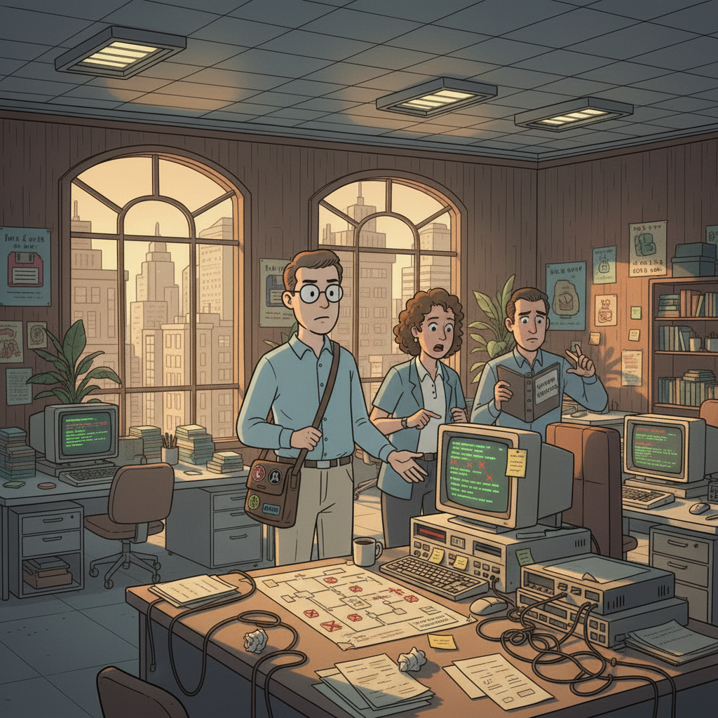 With the sysadmin gone, the team realizes they can’t access shared scripts or vendor contacts.