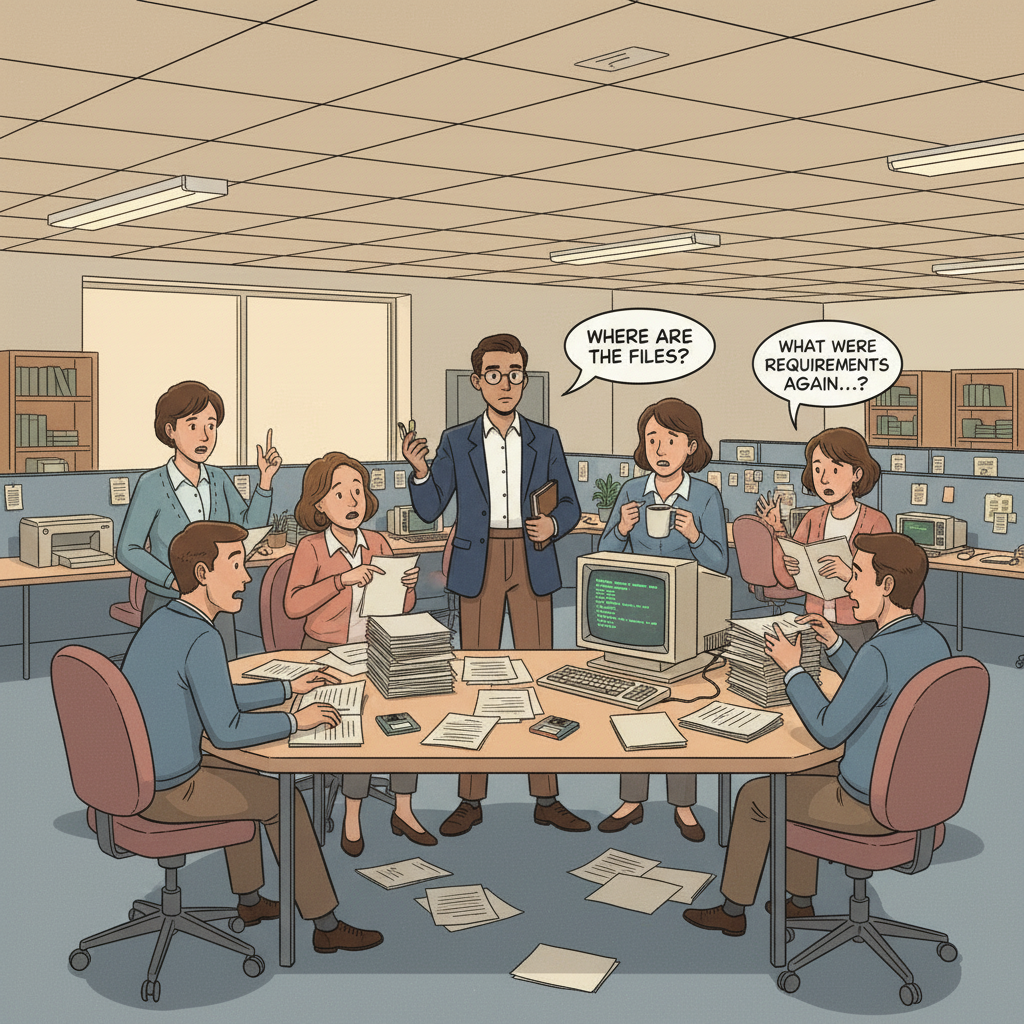 Knowledge transfer fails without clear guidance; confusion reigns.