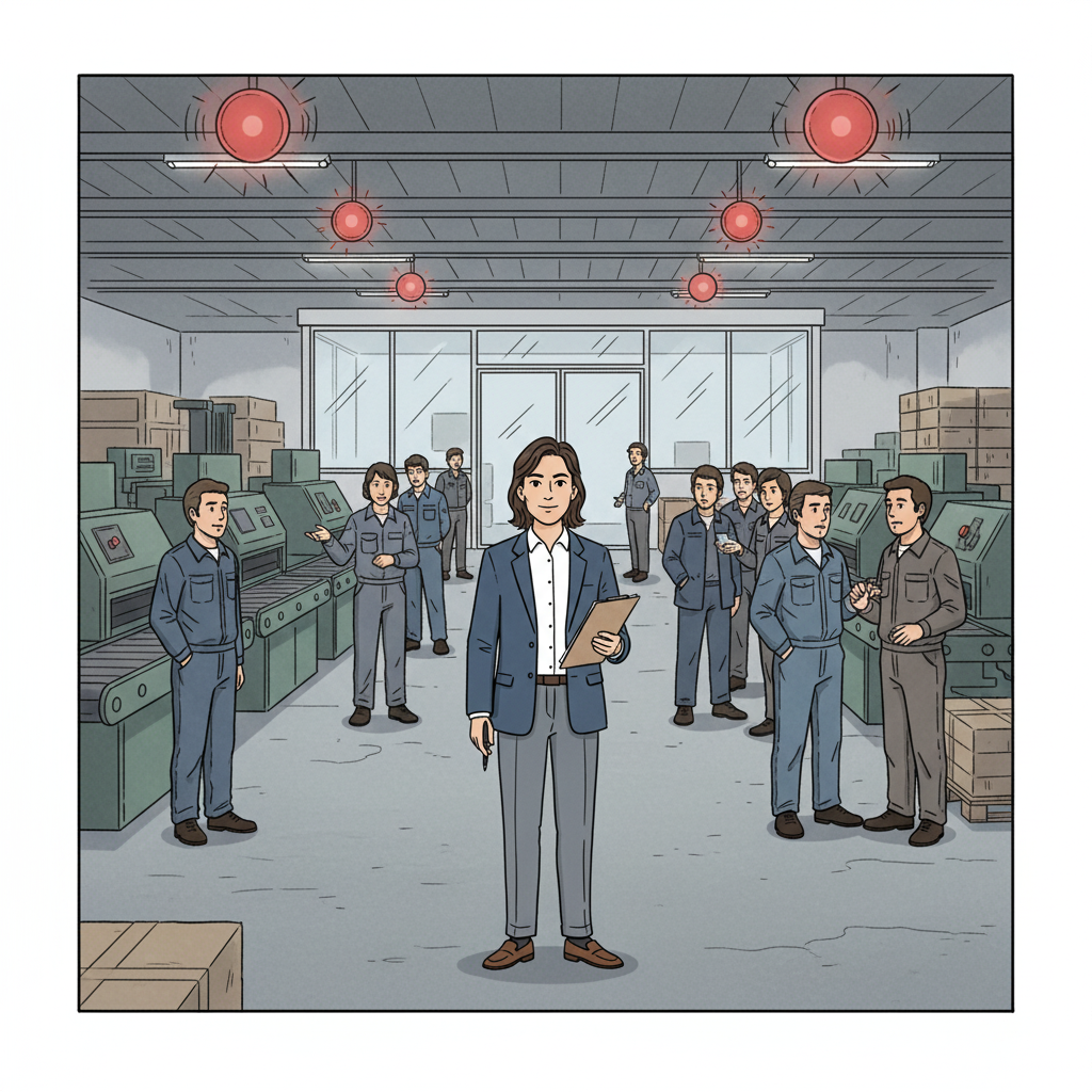 Urgent uncertainty looms as the operations manager struggles to pass on critical scheduling information.