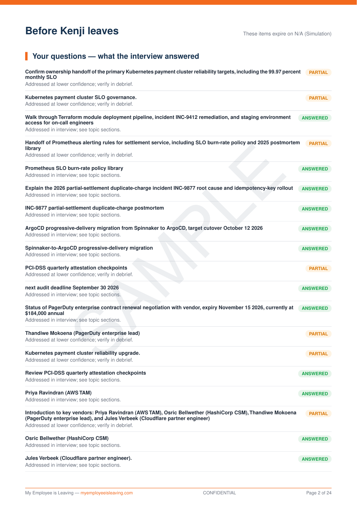 SRE sample questions page
