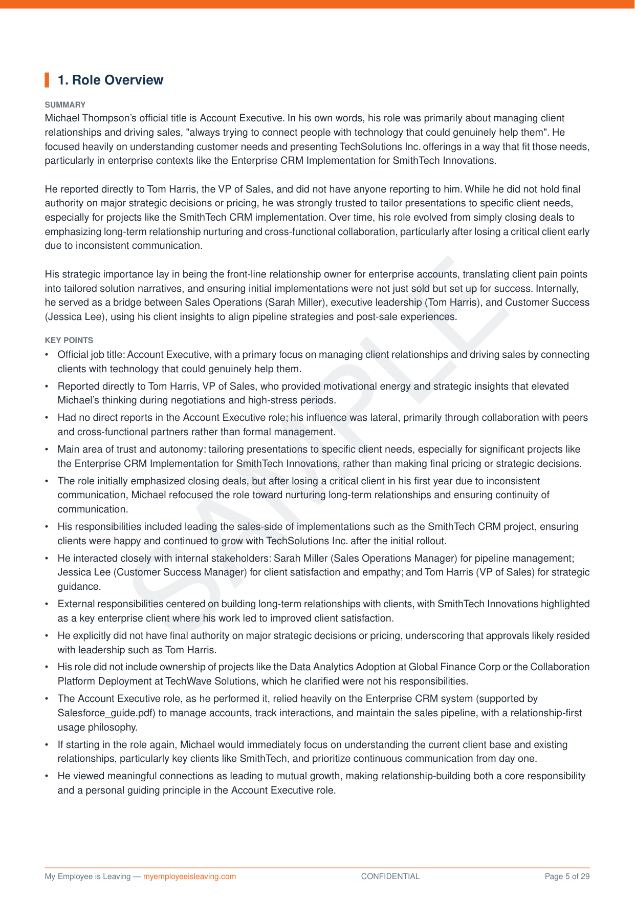Role overview section page