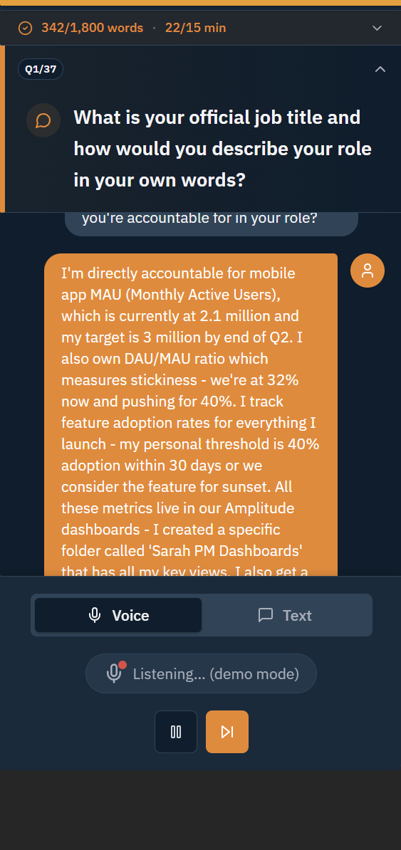 A guided, voice-first interview